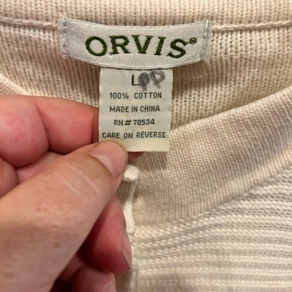 Orvis Off White Cotton Cardigan Women's Size Large Button Down Gorpcore - Picture 6 of 8